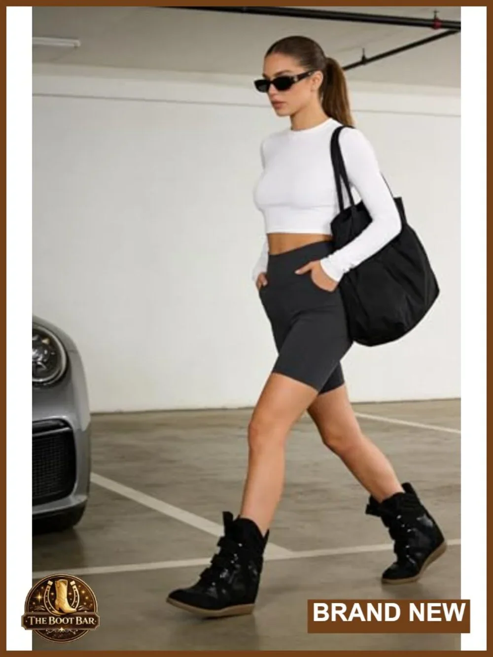 Women's Retro Wedge Sneakers Faux Suede Hook & Loop High Heel Casual Fashion